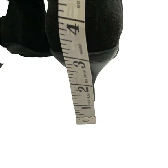 Kitten Heel Boots Vintage La Canadienne Women's Black Suede Square Toe sz 10 M - Picture 11 of 16